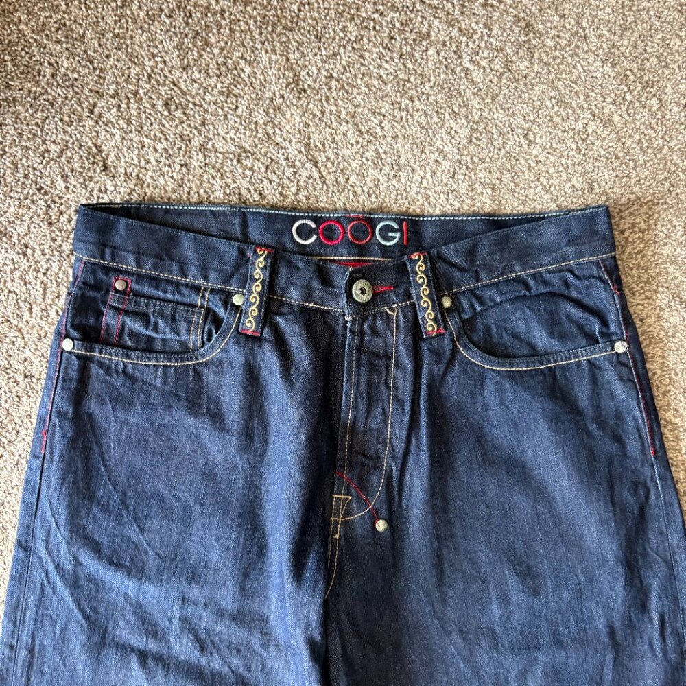 COOGI Mens Jeans Y2K Embroidered Embellished Skater Blue Denim Size 36x34 - Picture 3 of 4